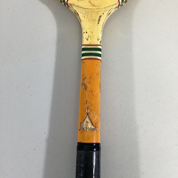 Vintage JC Higgins Mohawk Wooden Tennis Racket Racquet With Checkered Case - Picture 7 of 12